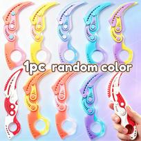 Gravity Folding Claw Knife, Karambit Fidget Toy, Stress Relief Plastic Edc Decompression Toy , Cosplay Prop beige