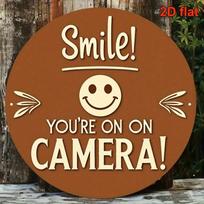 Vintage Smile You're on Camera Aluminum Sign 8x8 Inch 2D Flat Round Plaque for Cafe Studio Wall Art (Multicolor,TYA-1083802-20x20) įvairiaspalvis