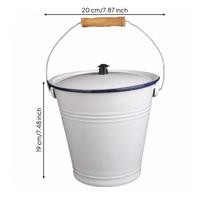 Emaliuotas kibiras su dangčiu Ilgaamžė metalinė rankena Vintažinio stiliaus 22CM 4.5L