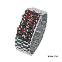 LED skaitmeninis metalinis laikrodis Lava stiliaus geležinės juodos apyrankės įkvėpti laikrodžiai White/Red – red black
