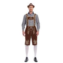 Vyriškas bavariškas Oktoberfest kostiumas - languoti marškiniai ir kelnės su petnešomis XXL kupranugaris