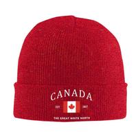 Canada Flag Skullies Beanies Caps Unisex Winter Warm Knitting Hat Unisex Women Street Adult Canadian Patriotic Pride Bonnet Hats Knit Hat black
