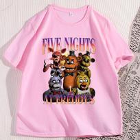 Five Nights At Freddys Tshirt Unisex Women Loose Cotton Funny T Shirt Casual Short Sleeve Round Neck Tees Printed Tops Clothing 2XL pink