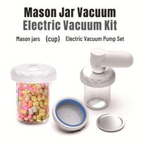 Mason Jar Vacuum Sealer: Wireless Portable Vacuum Pump with Zipper Bag Packaging for Household Use Small/Large Mason Lid Set (2 pcs) gray