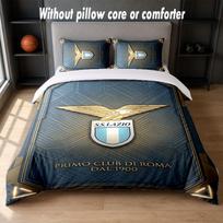 Lazio FC Design Bed Bedding Set 1 Duvet Cover + 2 Pillowcases Soft Breathable Household Bed Linens 135cm*200cm gray