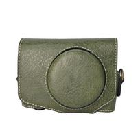Retro Litchi‑Texture PU‑Leather Full‑Body Camera Protective Bag With Shoulder‑Strap For Canon G7 X Mark III / SX740 HS For Canon PowerShot SX740 HS žalia