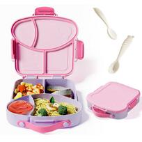 Kids Bento Lunch Box Reusable Food Grade BPA Free Leak Proof Compartments Cutlery Set for School Picnic Travel