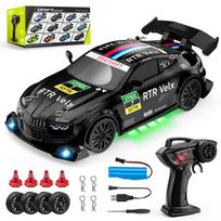 2026 Portable 2.4G Wireless 4-wheel Drive Drift RC Car 1:24 Scale with Cool Lights Stepless Speed Kids Remote Control Vehicle Christmas Birthday Gifts E81 Black