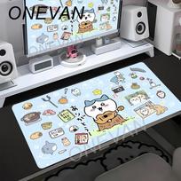 Cute Cartoon Chiikawa Mousepad Large Gaming Mouse Pad LockEdge Thickened Computer Keyboard Table Desk Mat Kawaii Cartoon Deskmat 30x60cm gray