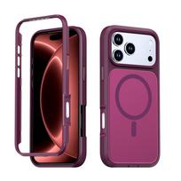 Dual Layer Heavy Duty Armor Magnetic Charger Case for IPhone 18 Pro Max 17 16 15 14 13 12 Military Grade Shockproof Wireless Charger Protection Cover iPhone 18 Pro Max raudona