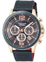 Angel Clover Time Craft Solar Chronograph Men's Watch TCS44PG-NV Solar Quartz Navy Dial Stainless Steel Italian Leather Band 44mm 10ATM Mineral Glass gray