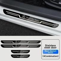 Automobilio nerūdijančio plieno durų slenksčio apsauginė plokštelė Mercedes Benz AMG CLA GLC GLK GLA A B C E klasės W203 W206 W220 W205 W211 W212 W201 juoda