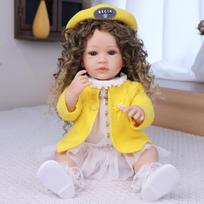 55cm Realistic Reborn Girl Doll Full Silicone Vinyl Bathe Newborn Babies Dolls Kids Playmates Christmas Halloween Decoration Gifts 22 inch about 55 cm yellow