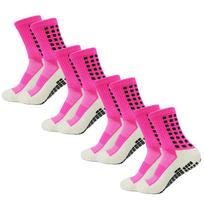 4 poros vyriškų futbolo kojinių su neslystančiomis rankenomis, skirtos futbolo ir krepšinio sportinėms kojinėms One Size pink
