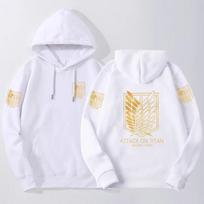 2024 Attack on Titan printed hooded sweatshirt  Harajuku round neck sweater  AOT sleeve sportswear M beige