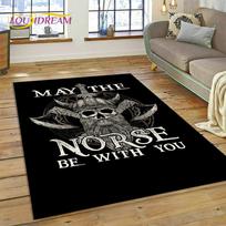 Vikingų Nordų Mitologija Odinas Valhala Simboliai Kilimas Kilimėlis Namams Svetainei Miegamajam Sofai Durų Kilimėlis Dekoras, Vaikams Neslystantis Grindų Kilimėlis 40x60cm gray