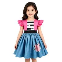 Gebby mergaičių lėlių namelio suknelė su lankeliu Vaikams Skraidančios rankovės Laisvalaikio Princesės suknelė Gimtadienio šventei 140cm beige