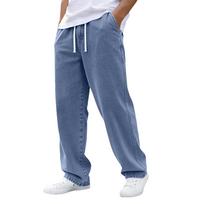 Vyriškos džinsinės kelnės su elastine juosta ir raišteliu Laisvo prigludimo tiesios kojos kelnės kasdieniam dėvėjimui XXXXXL gray