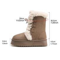 Women's Winter Warm Fur Snow Boots Lace Up Fluffy Plush Platform Ankle Boots for Women Thick Bottom Non Slip Cotton Padded Shoes 42 kava
