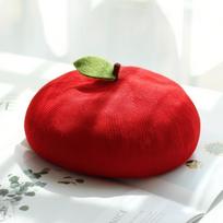 Red Apple Painter Hat Orange Shaped Fruit Beret Fashion Beret Cap  Gift Spring-Red red