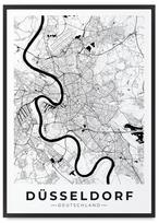 Poster map of the city of Düsseldorf in a frame 21x30 cm