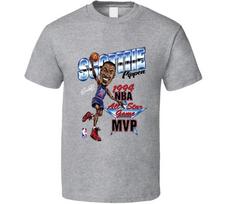 Scottie Pippen Chicago All Star Mvp Caricature Retro T Shirt M gray