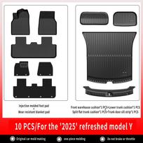 For New Tesla Model Y Launch 2025+ Juniper 2025+ TPE Floor Mats & Cargo Liner, All Weather Trunk Mats Floor Liner Backrest Mats gray