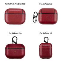 Leather Protective Cover For Airpods Pro 2 3 Case Wireless Earphone Case For Airpod Pro2 Pro 2nd 3rd Airpods3 Charging Bag Funda for airpods pro 2 raudona