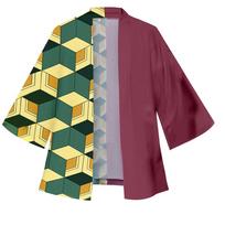 Japoniško Anime Tanjiro Nezuko Kamado Cosplay Kimono Vyrams Moterims Helovynui Shinobu Zenitsu Giyuu Palto Ausies Klipo Aksesuaras Kostiumas S gray
