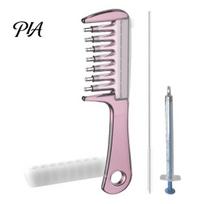 Scalp Massage Comb Hair Oil Applicator Comb, with Injecting Tube & Brush, Refillable Men Women Applicator, Leak Proof Dispenser, Massaging Root rožinė
