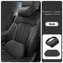 Car Headrest Pillow Lumbar Cushion For Tesla Model Y/3 Napa Leather Breathable Neck Pillow Memory Foam Backrest Lumbar Pillow