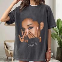 Ariana Grande Vintage Retro T-Shirt Pop Star Fan Shirt Streetwear Music Tee Summer unisex Loose and Breathable cotton T-shirt 150 brown