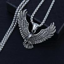 Mens Vintage Flying Eagle Pendant Necklace Spiritual Jewelry AVE gray