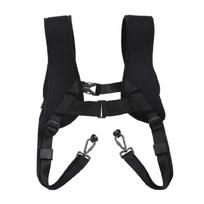 Adjustable Two Camera Shoulder Straps Harness for DSLR SLR Cameras Quick Release Mechanism with Safety Tethers 1 black