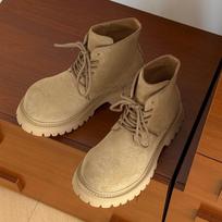 Martin boots short boots new platform spring and autumn boots fried street matte leather retro polished big yellow boots 43 chaki