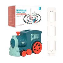 Domino Train for kids Automatic Laying Electric Car Colorful Dominoes Set Brick Blocks Kits Games Educational Toys Girl Boy Gift blue