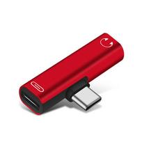 Cable 3.5mm Jack Audio Headphone Adapter USB-C Charging Adapter Audio Adapter USB Type C Adapter raudona