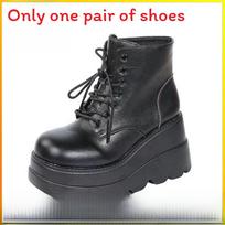 Martin Boots For Women With 20cm Platform Thick Sole Waterproof Heeled Ankle Boots Spring Black Matte,41 black