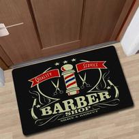 Barber Shop Doormat Scissors Straight Razor Comb Rug Washable Non Slip Floor Mat Welcome Sign For Hair Salon Entrance Studio 40x60cm black
