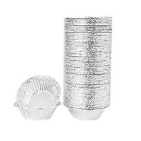 100 vnt. aliuminio folijos tartaletės formelė apvali keksiukų skarda forma kepimo plokštelė kiaušinių tartaletės formelė pyragui B 100pcs shallow gray