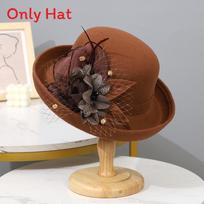 Wool Beret Hat For Women With Feather Flower Embroidery For Autumn Winter Fashion ruda