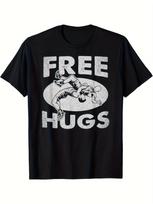 Summer FREE HUGS Graphic T Shirt Tee Women Men Cotton Oversize Vintage Streetwear Casual  Casual Trend comfortable Harajuku 4XL white