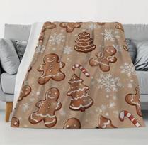 Gingerbread & Holiday Blanket - Cozy Plush Flannel Bedspread Suitable for Couch, Recliner, Bed - Soft Warm Christmas Gift, - Use 100cm*130cm