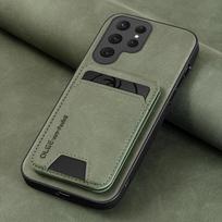Naujas PU odos piniginė kortelių laikiklis telefono dėklas Samsung S26 S25 S24 S22 S21 S23 20 Ultra Plus odos imitacijos stovas Dangtelis Galaxy S24 Ultra žalia