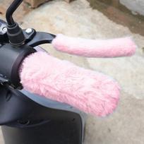 Handlebar Simulated Plush Warm Covers Universal Anti-Slip Motorcycles Electric Vehicles Bike Handlebar Grip Winter Cover rožinė