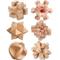 6Pcs Set Wooden Brain Teaser Puzzle Cube Educational Toys For Kids And Adults Assembly & Disentanglement Puzzles Iq Challenge
