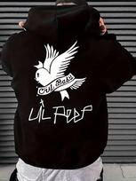 Lil Peep Cry Baby Hoodie Unisex Men Women Dove Heart Tattoo Back Print Hip Hop Casual Streetwear Pullover Sweatshirt L white