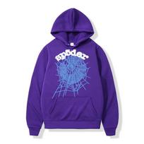 Europos madingas voratinklio hiphopo džemperis su gobtuvu – Unisex bliuzonas poroms L violetinė