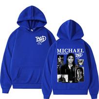 King of Pop Michael Jackson Bad Era Album Hooded Men Women Harajuku Hip Hop Streetwear Sweatshirt Fleece Casual Oversized Hoodie L blue