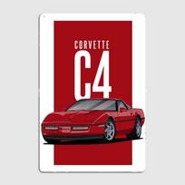 Namų dekoratyviniai plakatai Metalinis plakatas Vidaus garažo dekoras Corvette C4 Raudonas Klasikinis super sportinis automobilis Retro ženklas Kambario sienos dekoras 20x30cm（7.8x11.8inch） red